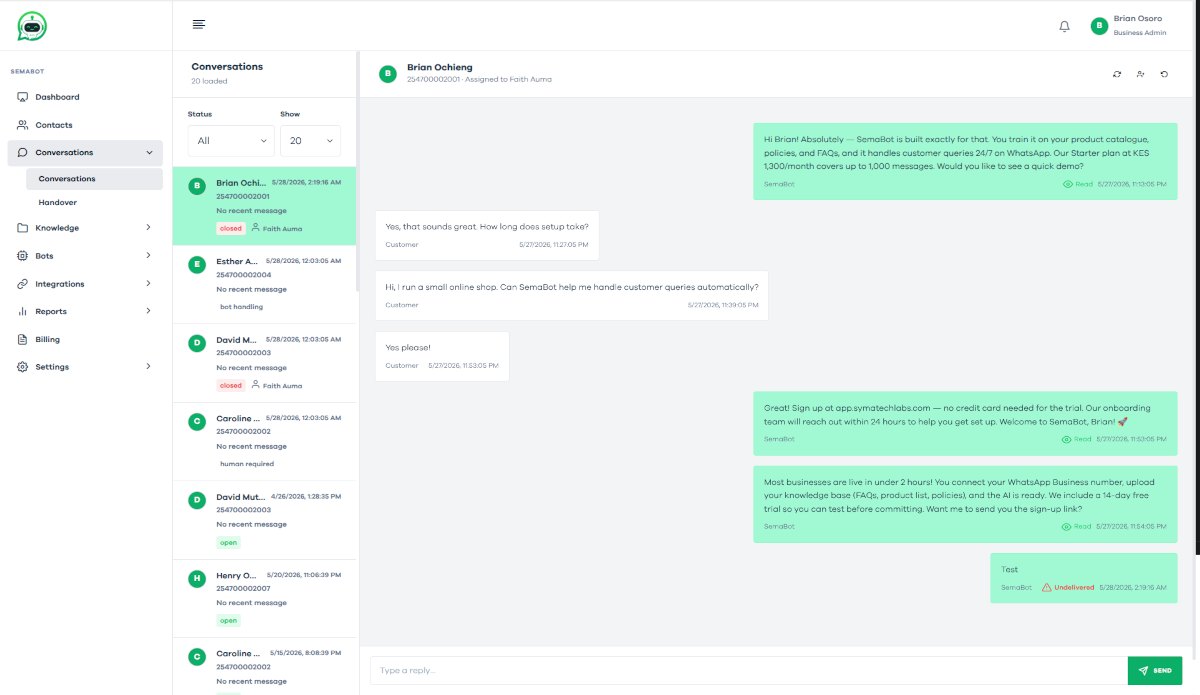 Dashboard SemaBot